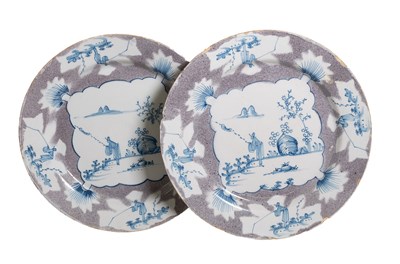 Lot 120 - A Pair of English Delft "Woolsack" Plates,...