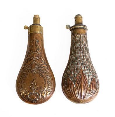 Lot 420 - Two 19th Century Copper Powder Flasks, one by...