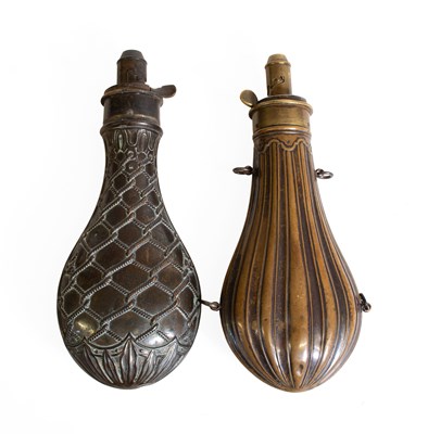 Lot 421 - Two 19th Century Copper Powder Flasks, one by...