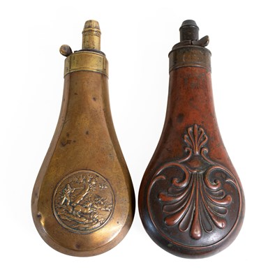 Lot 422 - Two 19th Century Copper Powder Flasks, one by...