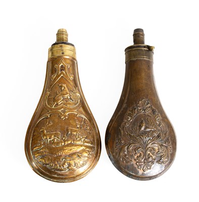 Lot 423 - Two 19th Century Copper Powder Flasks, unknown...