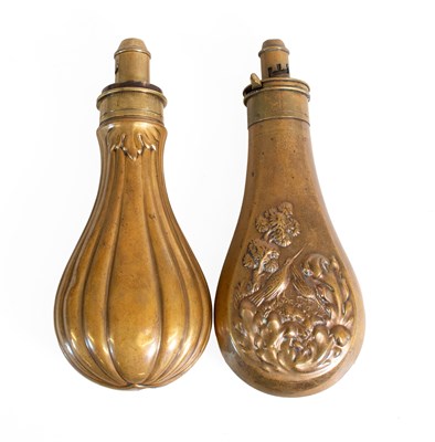 Lot 424 - Two 19th Century Copper Powder Flasks, one...