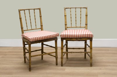 Lot 285 - A Pair of Regency Faux-Bamboo and...