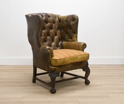 Lot 246 - A George II-Style Carved Mahogany Library Wing-...