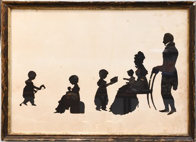 Lot 6 - A 19th Century Silhouette Portrait of a Family,...