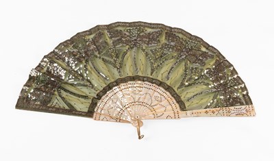 Lot 2043 - Circa 1920s Mother of Pearl Fan, with green...