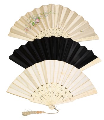 Lot 1013 - Three Edwardian Fans, with bone sticks and guards