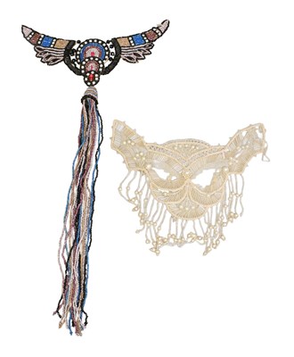 Lot 1014 - Two 1920's Beadwork Applique Panels and...
