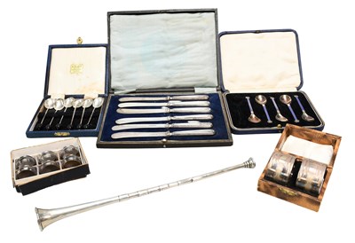 Lot 177 - A Collection of Assorted Cased Silver Items,...