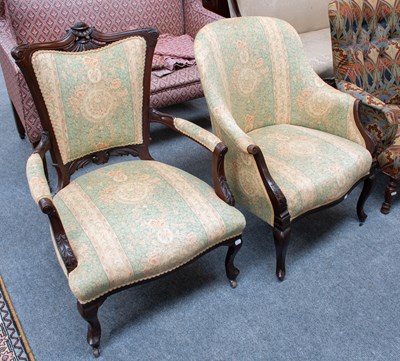 Lot 1405 - A Late Victorian Mahogany Framed Armchair,...