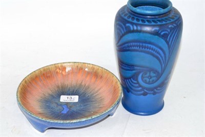 Lot 13 - Royal Lancastrian vase, by William S. Mycock, impressed and painted mark; and a Ruskin pottery bowl