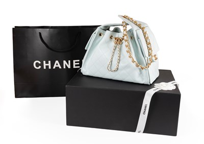 Lot 1021 - Chanel, A Light Blue Quilted Leather Hobo 25...