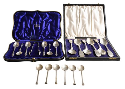 Lot 97 - Two Cased Sets of Silver Teaspoons, one set...