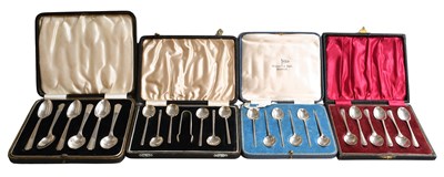 Lot 150 - Four Cased Sets of Silver Coffee-Spoons, two...