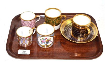 Lot 25 - Sevres coffee can, saucer and four others, three with labels 'The Bootham Smallwood Collection'