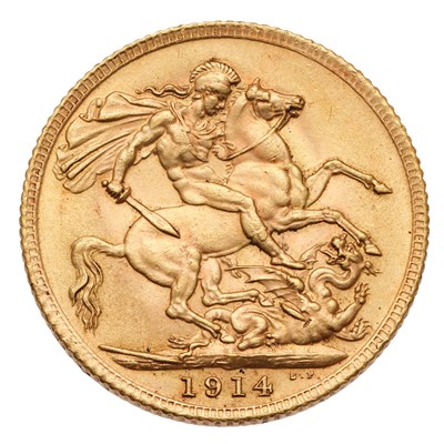 Lot 180 - George V, Sovereign 1914; extremely fine or...