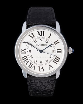 Lot 2389 - Cartier: A Stainless Steel Automatic Calendar...