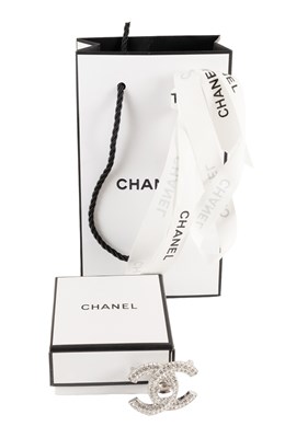 Lot 1051 - Chanel Crystal Turn Lock CC Brooch, with...