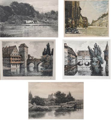 Lot 1220 - A Collection of Etchings, depicting street...
