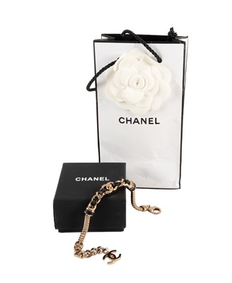 Lot 1038 - Chanel CC Turn Lock Chain Bracelet, with gold...