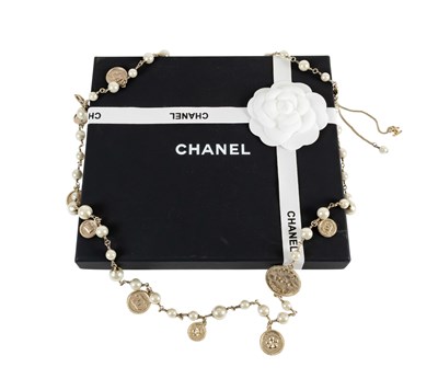 Lot 1020 - Chanel 100th Anniversary Coin and Faux Pearl...