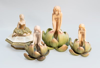 Lot 26 - A Royal Dux Porcelain Figural Posy Bowl and...