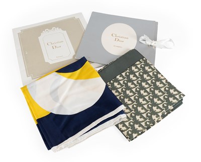 Lot 1072 - Christian Dior Yellow, White and Navy Silk...