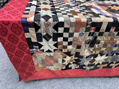 Lot 2084 - 19th Century Silk Patchwork comprising a...