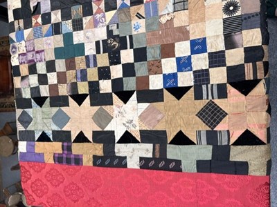 Lot 2084 - 19th Century Silk Patchwork comprising a...