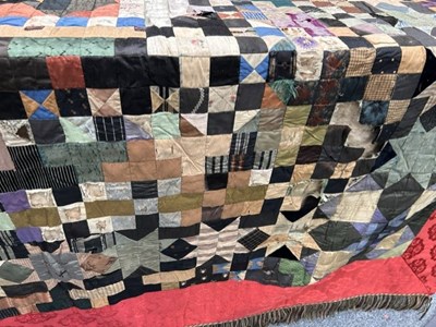 Lot 2084 - 19th Century Silk Patchwork comprising a...