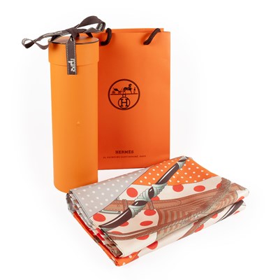 Lot 1054 - Hermes Silk "Clic Clac à Pois" Maxi Twilly,...