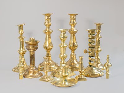Lot 25 - A Collection of Brass Candlesticks, mainly...