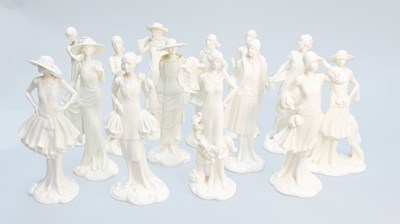 Lot 55 - A Set of Fourteen Royal Worcester White Glazed...