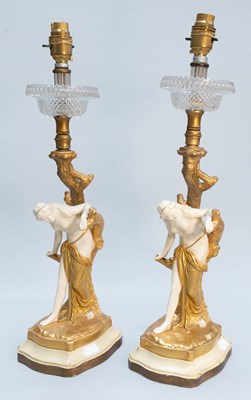 Lot 56 - Two Royal Worcester Porcelain Figures Mounted...