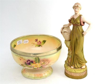 Lot 41 - Royal Dux figure of a Grecian Lady with urn and a Carltonware bowl