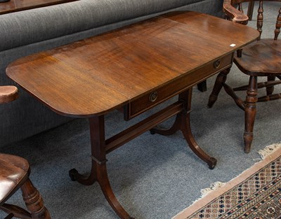 Lot 1505 - A Small Reproduction Mahogany Drop Leaf Sofa...