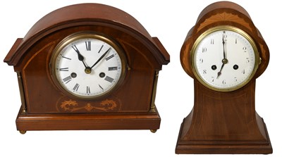 Lot 96 - A Mahogany Inlaid Striking Mantel Clock, circa...