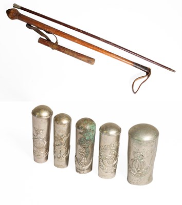 Lot 247 - Five Nickel Plated Swagger Stick Pommels, to...