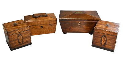 Lot 82 - A Pair of George III Mahogany Tea Caddies,...