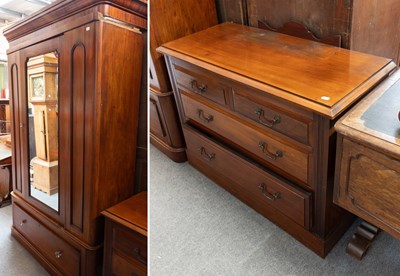 Lot 1446 - A Victorian Mahogany Mirror Fronted Wardrobe,...