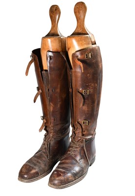 Lot 3 - A Pair of a Brown Leather Hunting Boots, with...