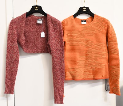 Lot 1021 - Chanel Orange Cashmere Jumper, with mustard...