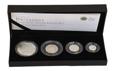 Lot 416 - UK, Silver Proof Britannia Set 2010, 4 coin...