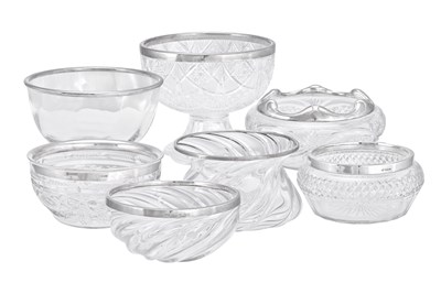 Lot 174 - Seven Silver-Mounted Cut-Glass Bowls,...