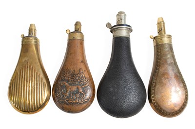 Lot 410 - A 19th Century Leather Covered Steel Powder...