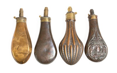 Lot 411 - Two 19th Century Copper Powder Flasks by Sykes,...