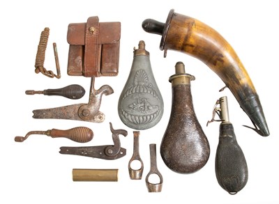 Lot 418 - A 19th Century Leather Covered Steel Powder...