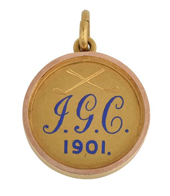 Lot 2075 - An Edward VII Gold and Enamel Golf Medal