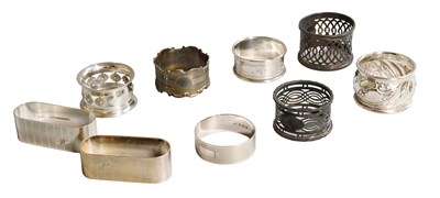Lot 132 - A Collection of Assorted Silver Napkin-Rings,...
