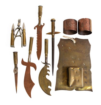 Lot 236 - Nine Pieces of First World War Trench Art,...